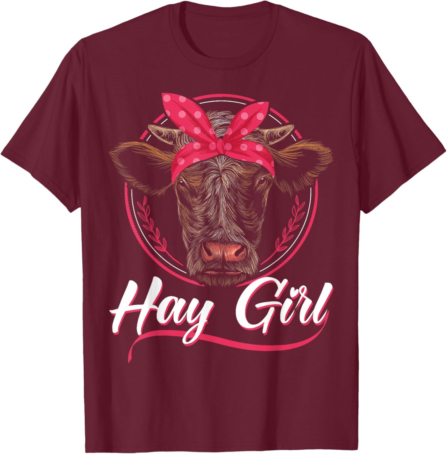 Hay Girl Farming Heifer Calf Cattle Lover Bandana T-Shirt - T-Shirt | Maroon