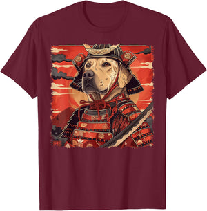 Labrador Retriever Dog Lab Japanese Samurai Ukiyo-e Vintage Men Women Kids T-Shirt - T-Shirt | Maroon
