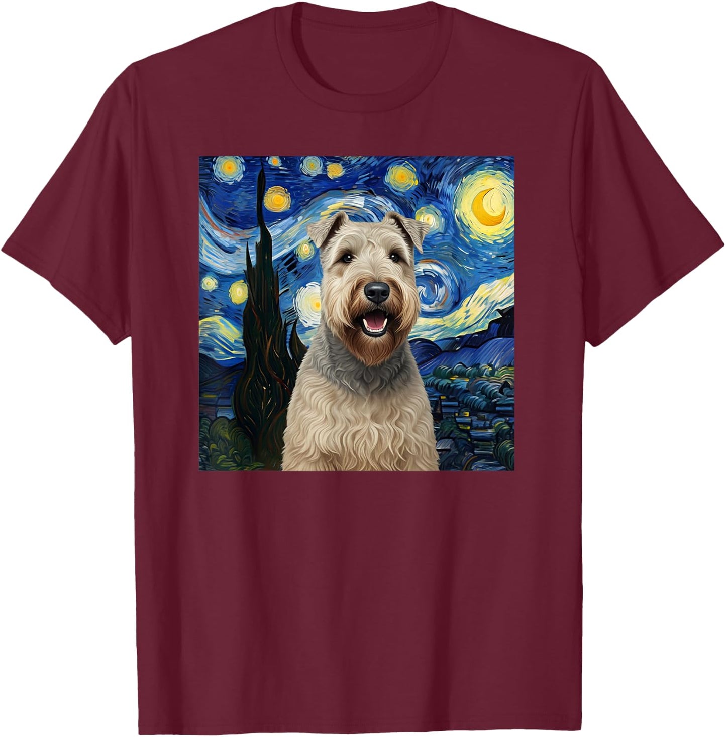 Wheaten Terrier Starry Night Dog Lover Gift Men Women Kids T-Shirt - T-Shirt | Maroon