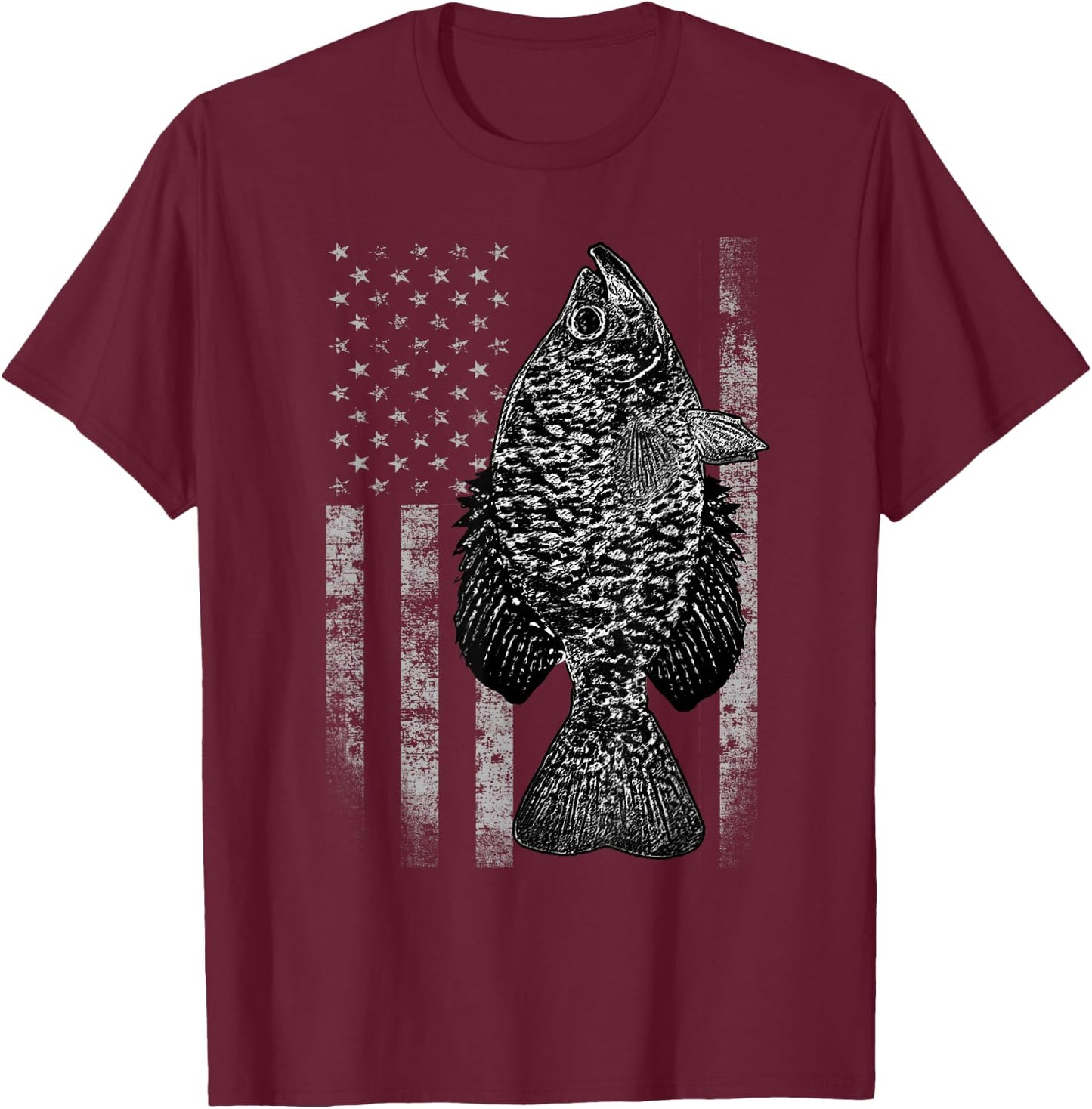 Crappie Flag - Crappie Fishing Flag T-Shirt - T-Shirt | Maroon