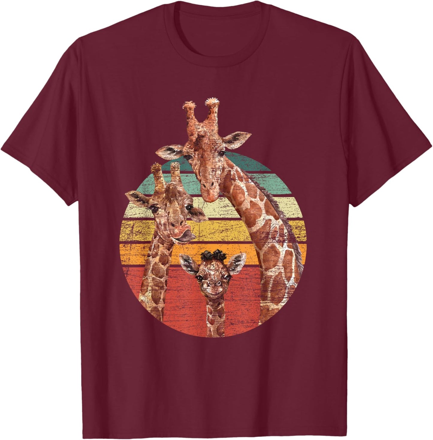 Animal Lover Family African Safari Giraffe T-Shirt - T-Shirt | Maroon
