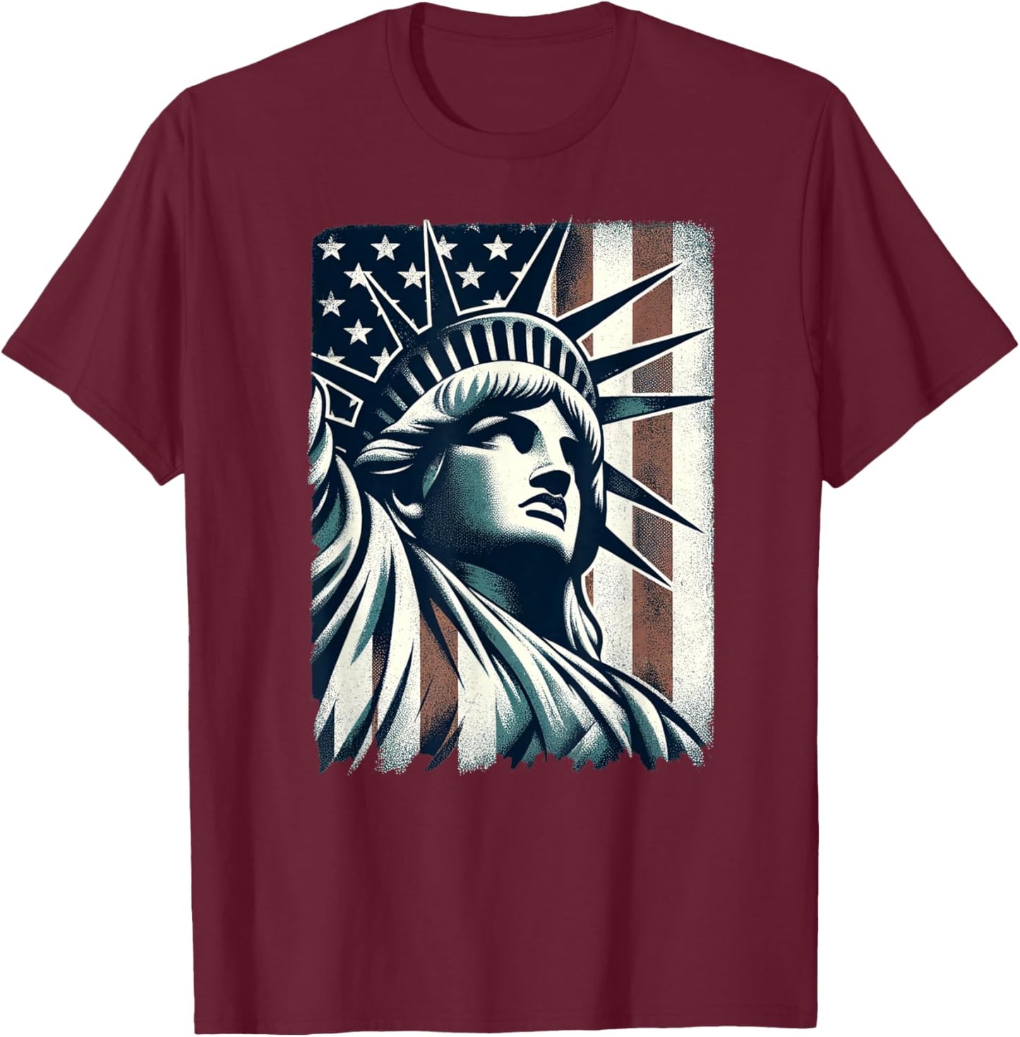 Statue of Liberty Iconic Freedom Symbol USA Landmark T-Shirt - T-Shirt | Maroon