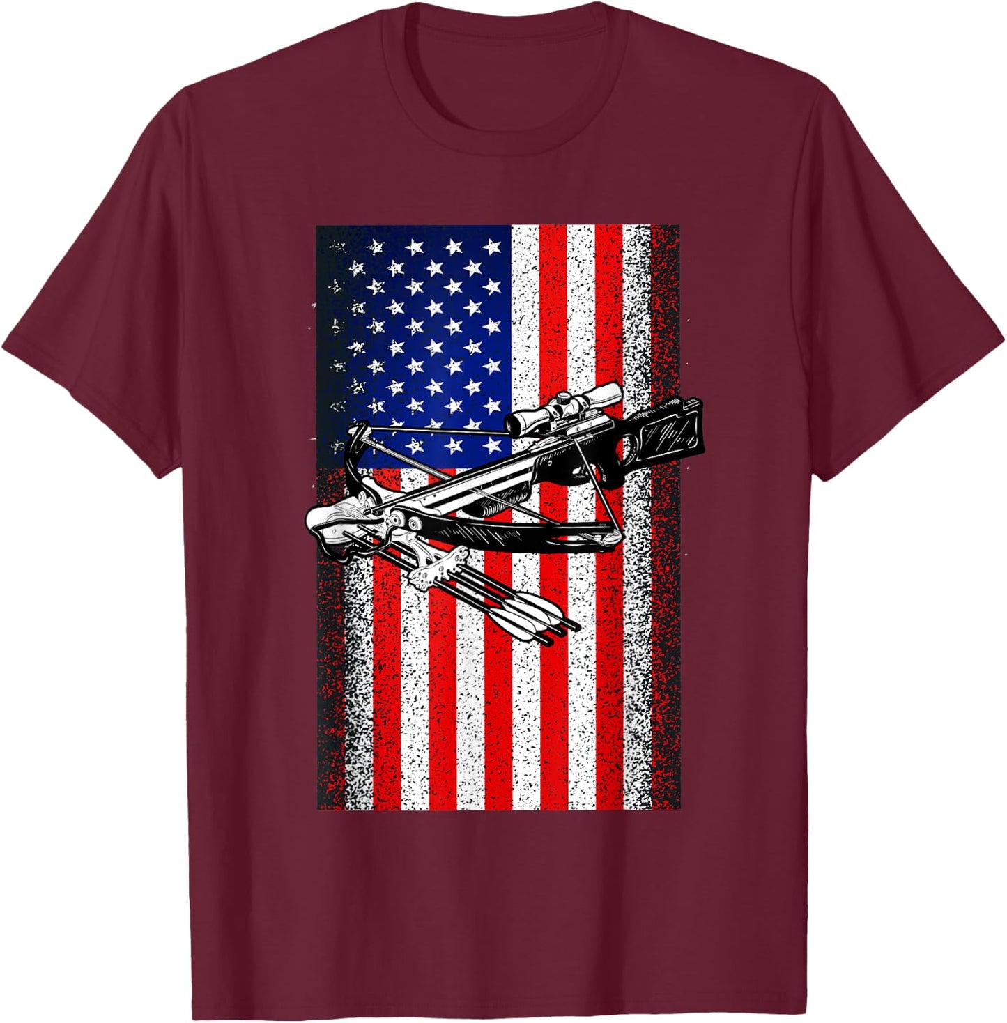 Bow Hunting Distressed Crossbow Sport Hunter Gift T-Shirt - T-Shirt | Maroon