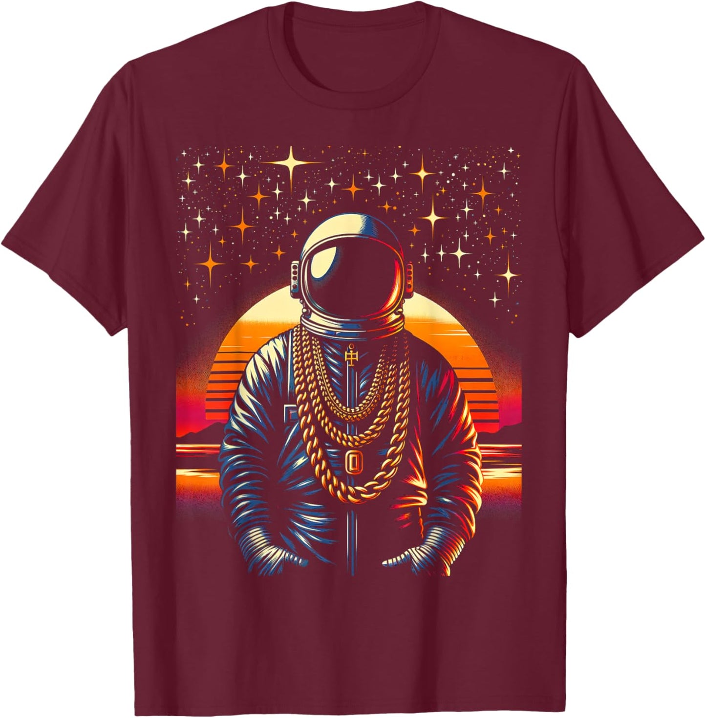 Hip Hop Astronaut | Men Women (S-6XL) | Graphic T-Shirt - T-Shirt | Maroon