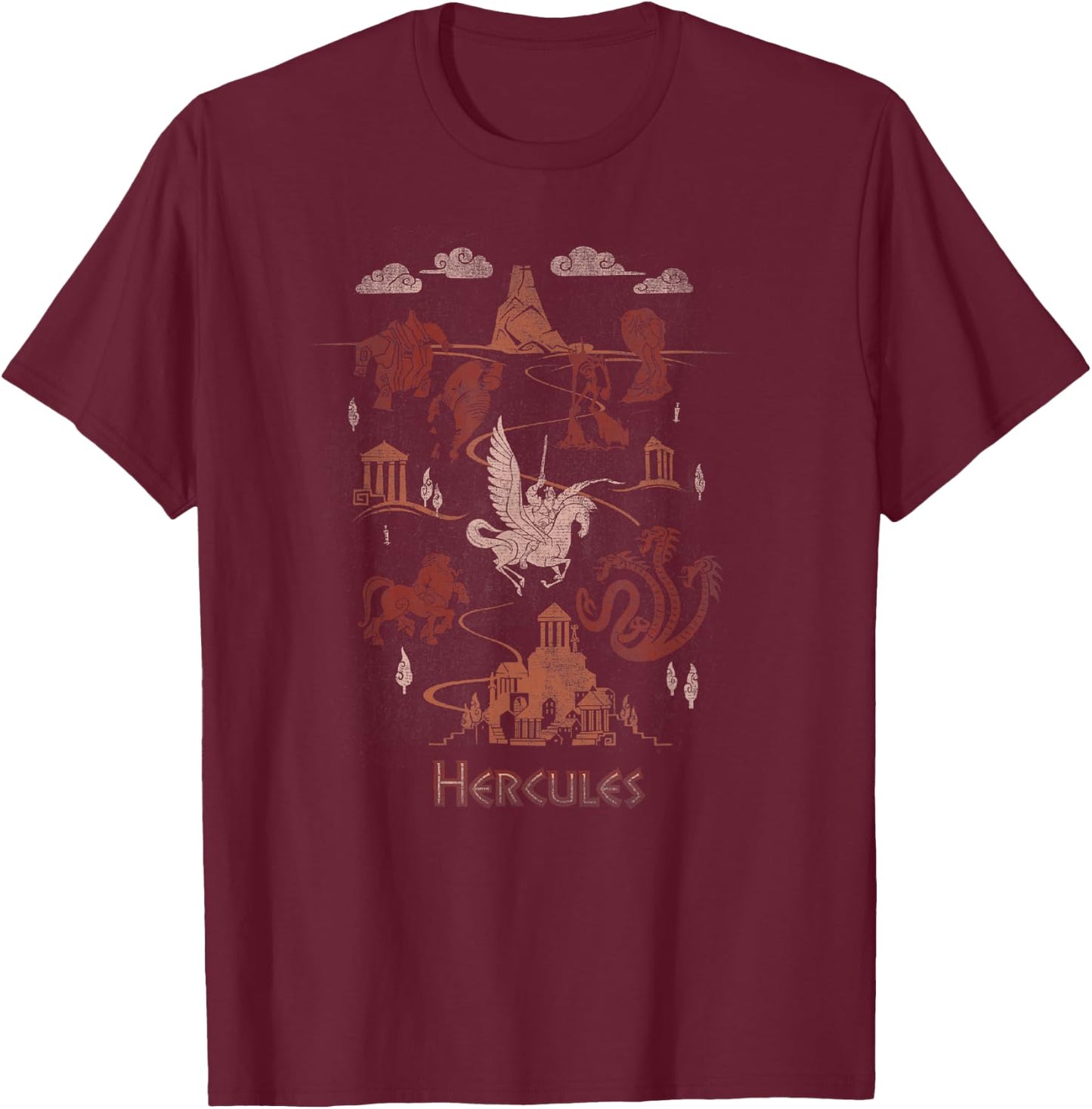 Disney Hercules Titan Map T-Shirt - T-Shirt | Maroon
