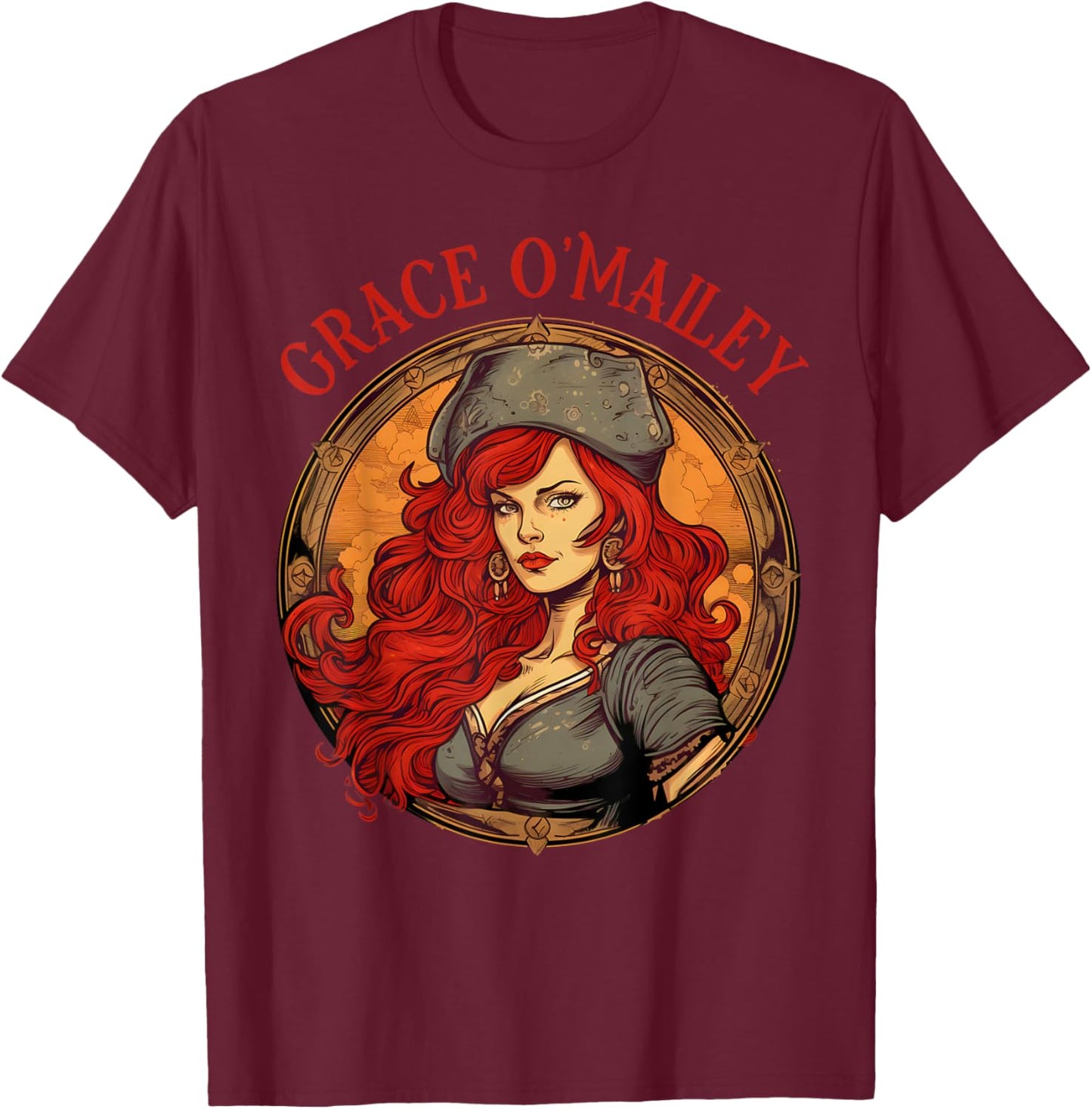 Grace O'Malley Irish Heritages Fearless Irish Pirate Queens T-Shirt - T-Shirt | Maroon