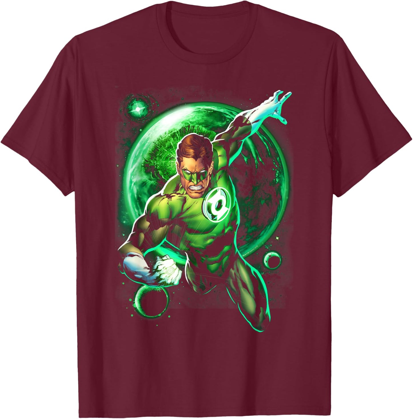 DC Comics Green Lantern Galaxy Glow , -Adult, Black, Short Sleeve, Small T-Shirt - T-Shirt | Maroon