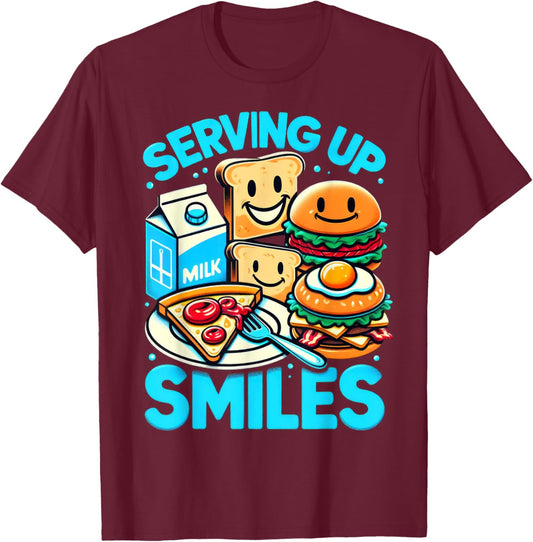 Serving up Smiles Lunch Lady T-Shirt - T-Shirt | Maroon