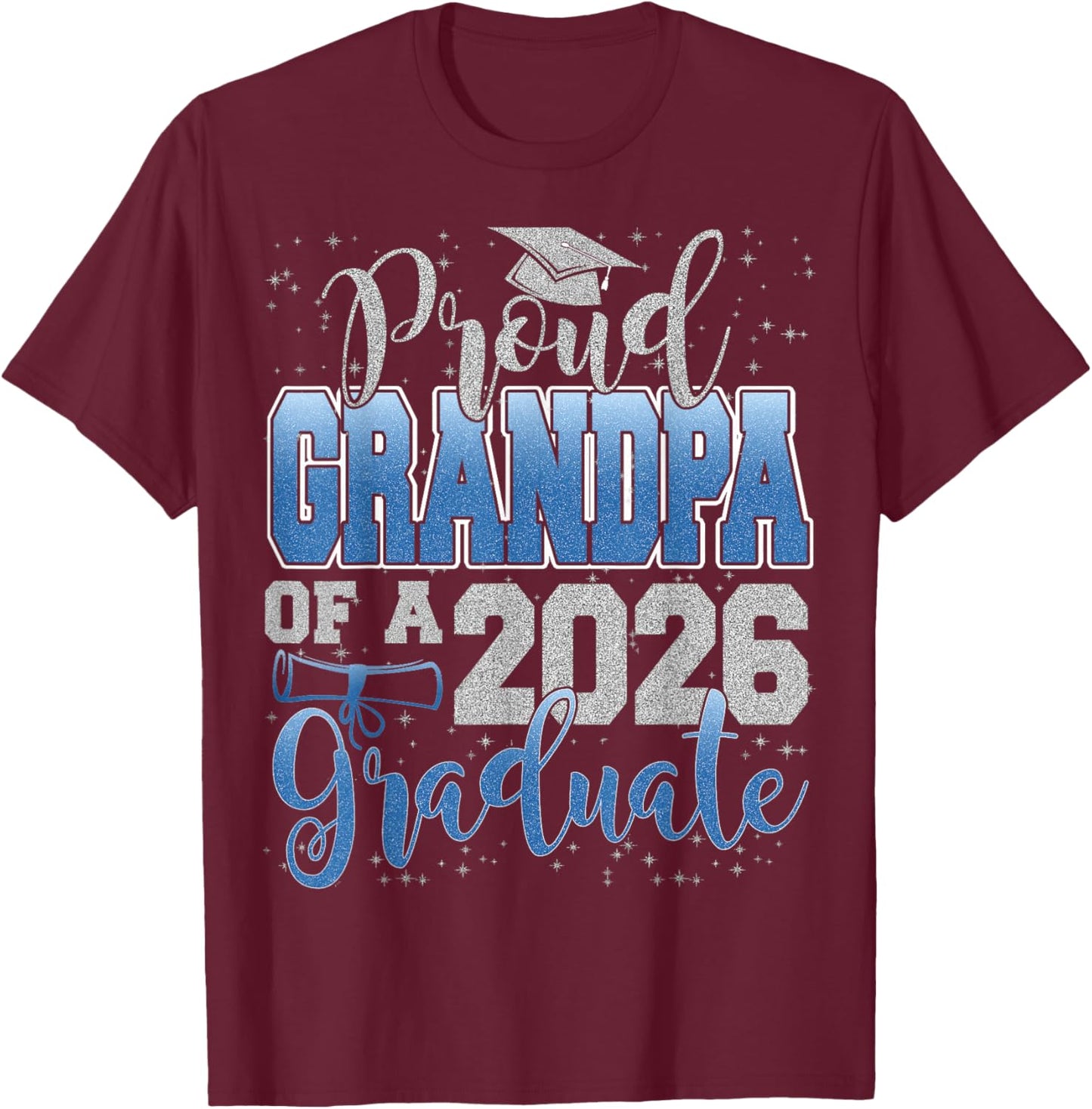 Proud Grandpa of a Class of 2026 Graduate Senior Graduation T-Shirt - T-Shirt | Maroon