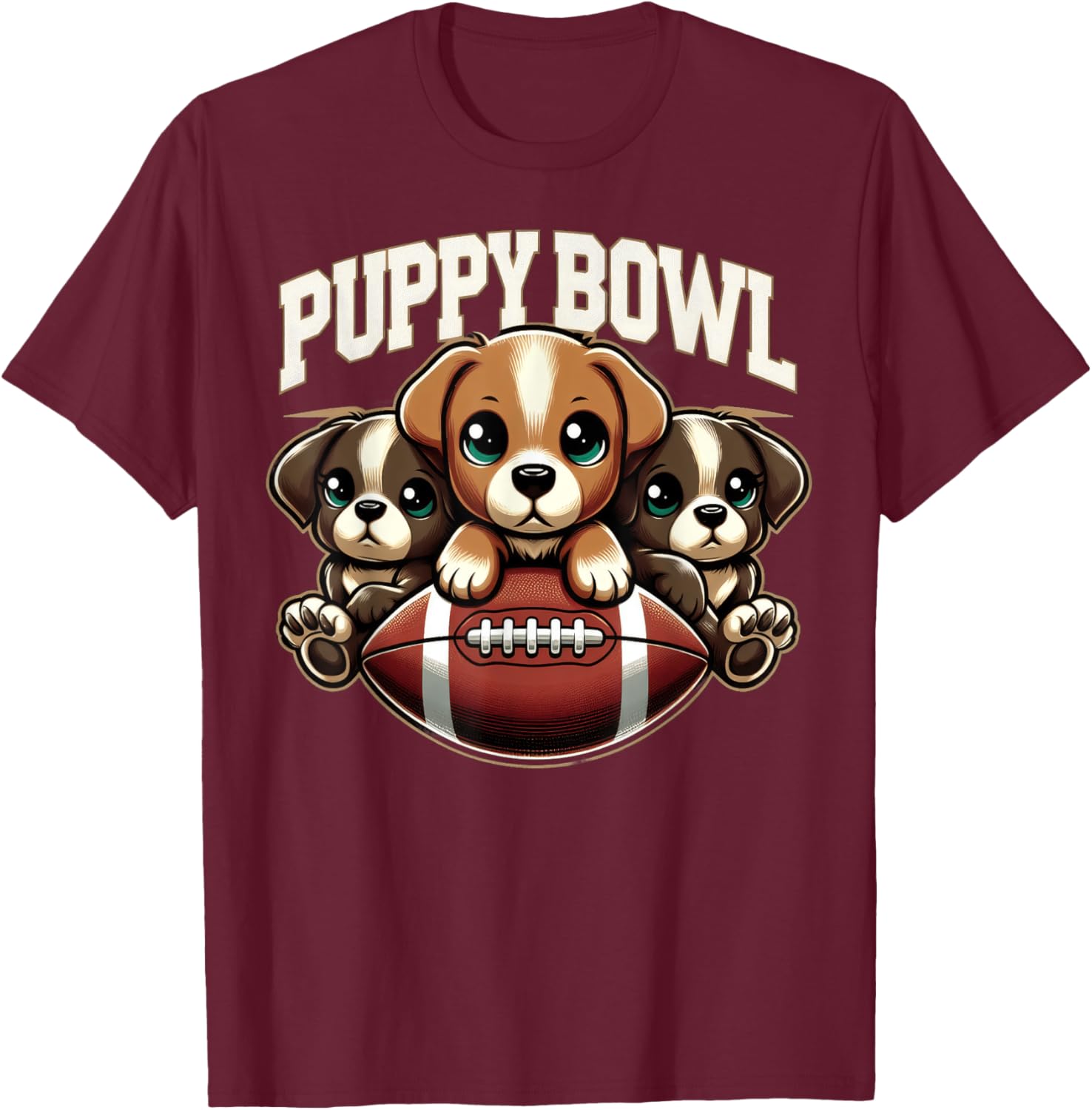Puppy Bowl Shirt Sunday Funny Puppies Puppybowl Dog Fan Men Women Kids T-Shirt - T-Shirt | Maroon