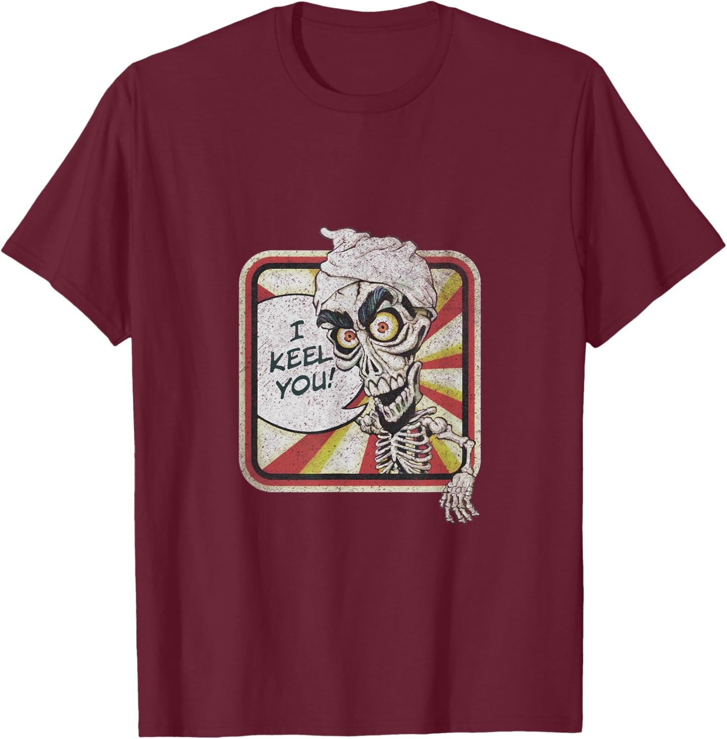 Jeff Dunham Achmed The Dead Terrorist Retro Washed , Black, Small, Short Sleeve, Crew Collar, Polyester 100% T-Shirt - T-Shirt | Maroon