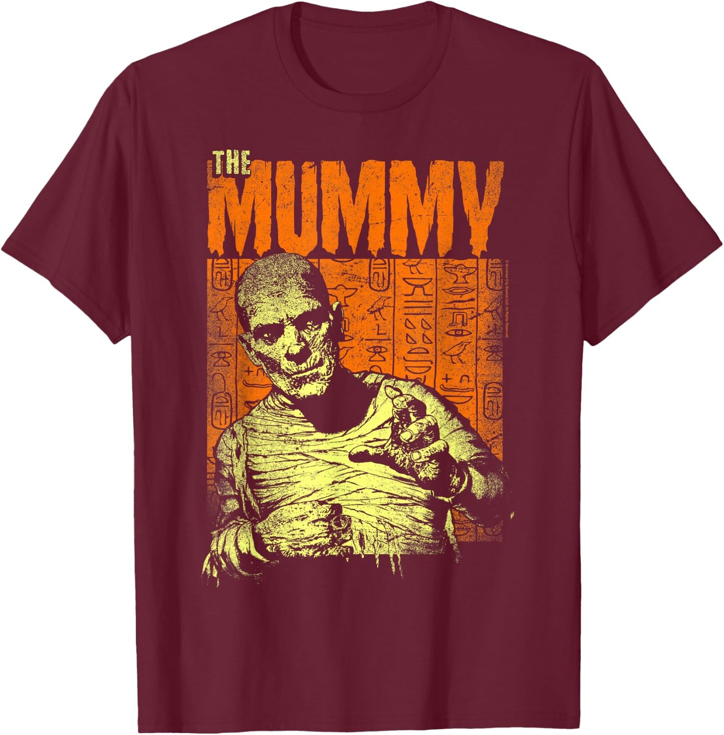 Universal Monsters The Mummy Poster T-Shirt - T-Shirt | Maroon