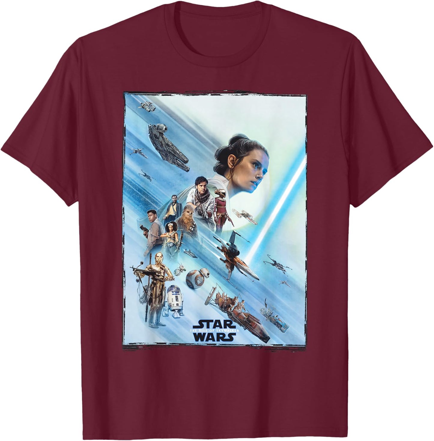 Star Wars The Rise of Skywalker Rey Poster T-Shirt - T-Shirt | Maroon