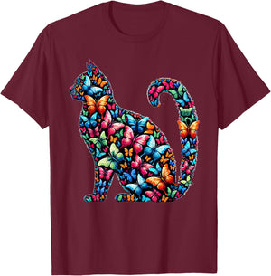 Butterfly Cat Kitten Beautiful Butterflies Cats Lover T-Shirt - T-Shirt | Maroon