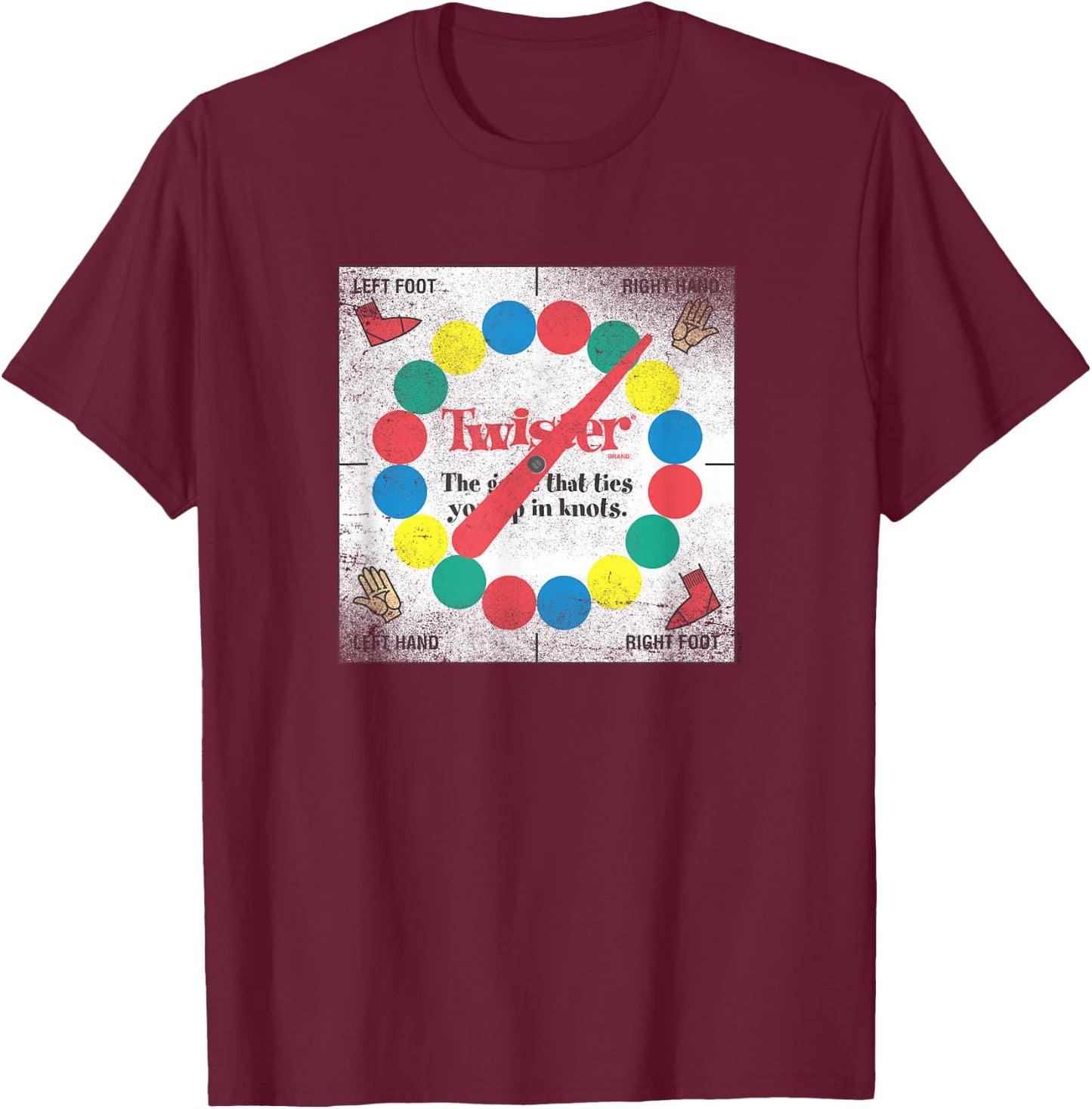 Twister Distressed Classic Game Board T-Shirt - T-Shirt | Maroon