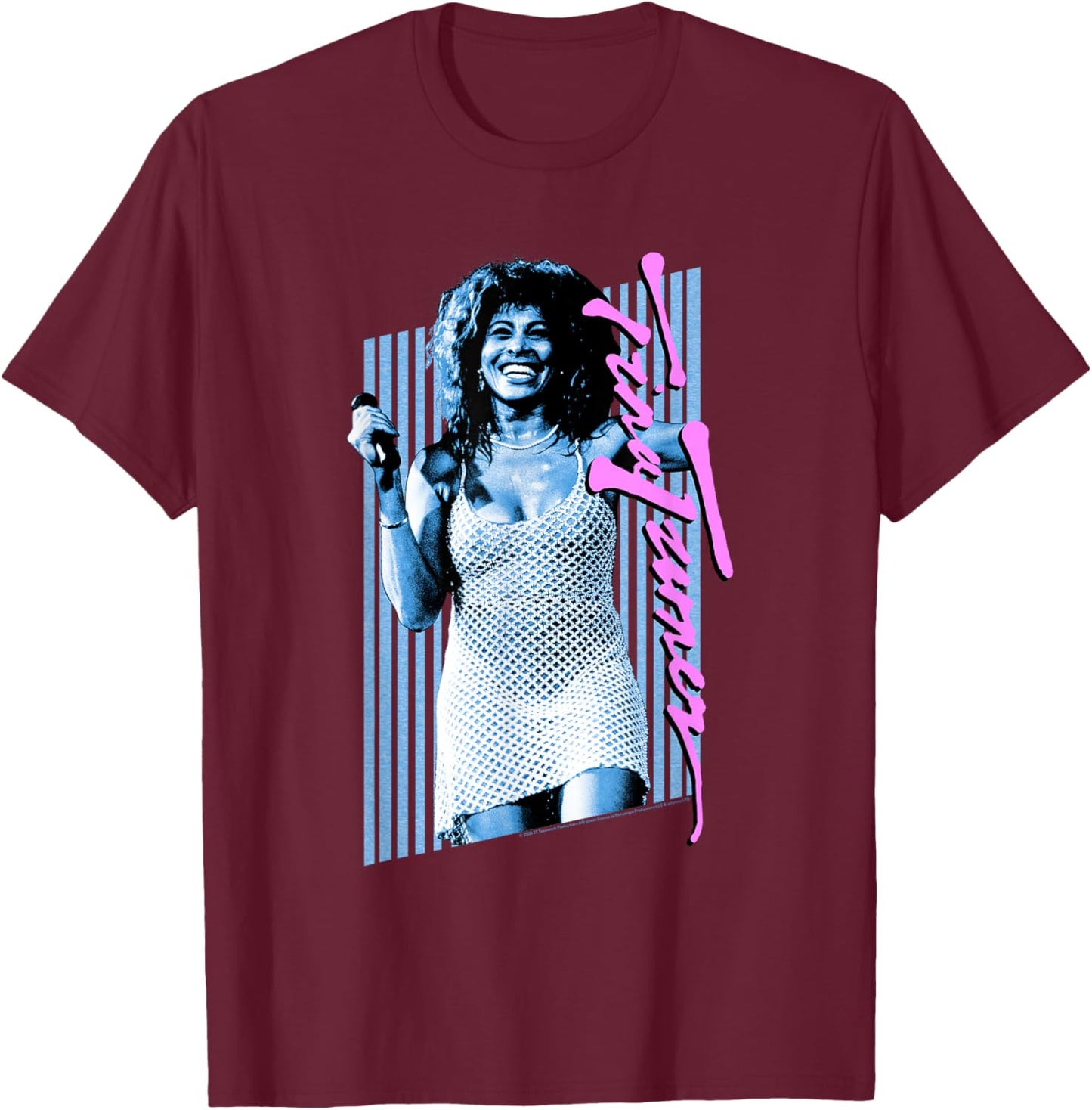 Tina Turner Blue Stripes T-Shirt - T-Shirt | Maroon
