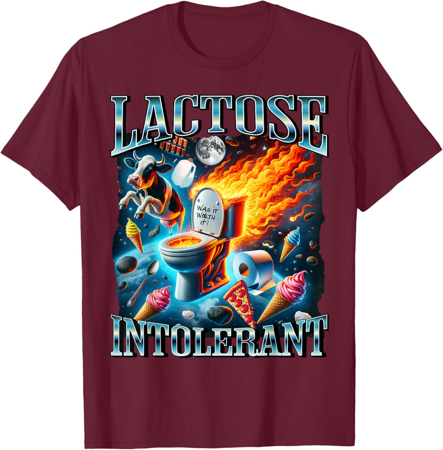 Lactose Intolerant Shirt, Funny Sarcasm Oddly Specific Meme T-Shirt - T-Shirt | Maroon