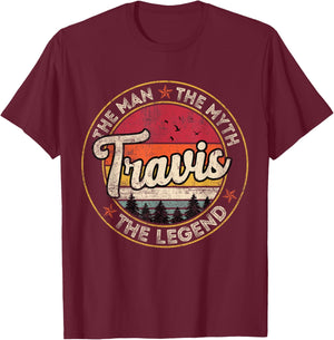 Travis The Man The Myth The Legend Personalized Name T-Shirt - T-Shirt | Maroon