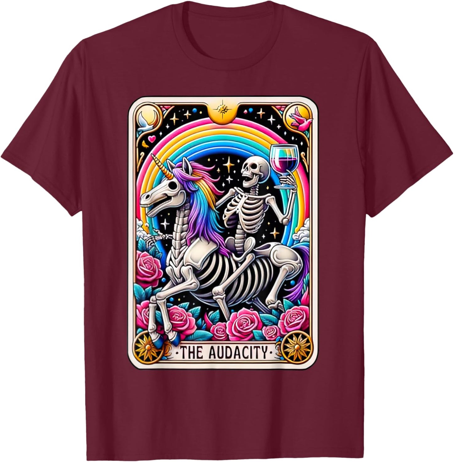 The Audacity Funny Tarot Card Sarcastic Skeleton T-Shirt - T-Shirt | Maroon