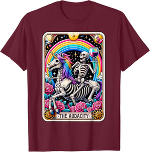 The Audacity Funny Tarot Card Sarcastic Skeleton T-Shirt - T-Shirt | Maroon