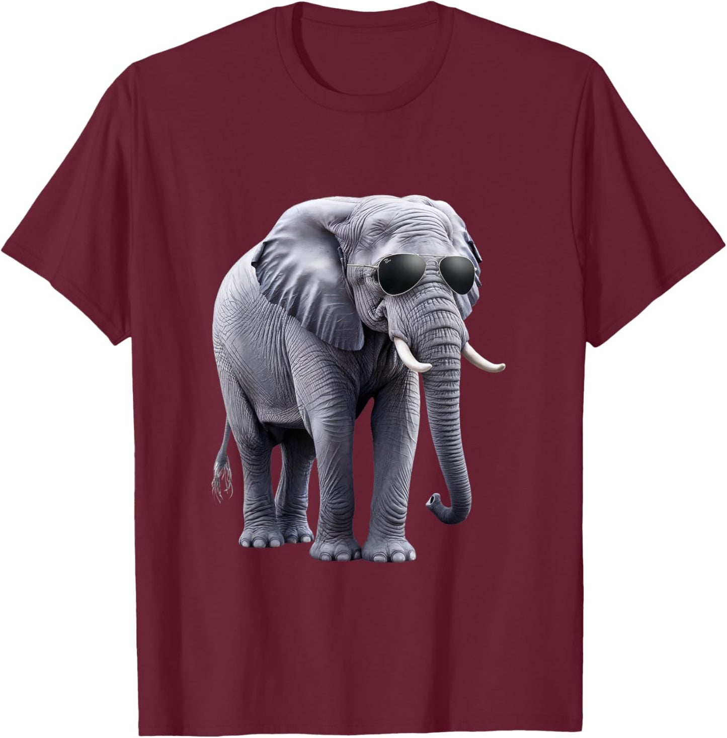 Cooler Elefant mit Sonnenbrille – Lustiges Design T-Shirt - T-Shirt | Maroon