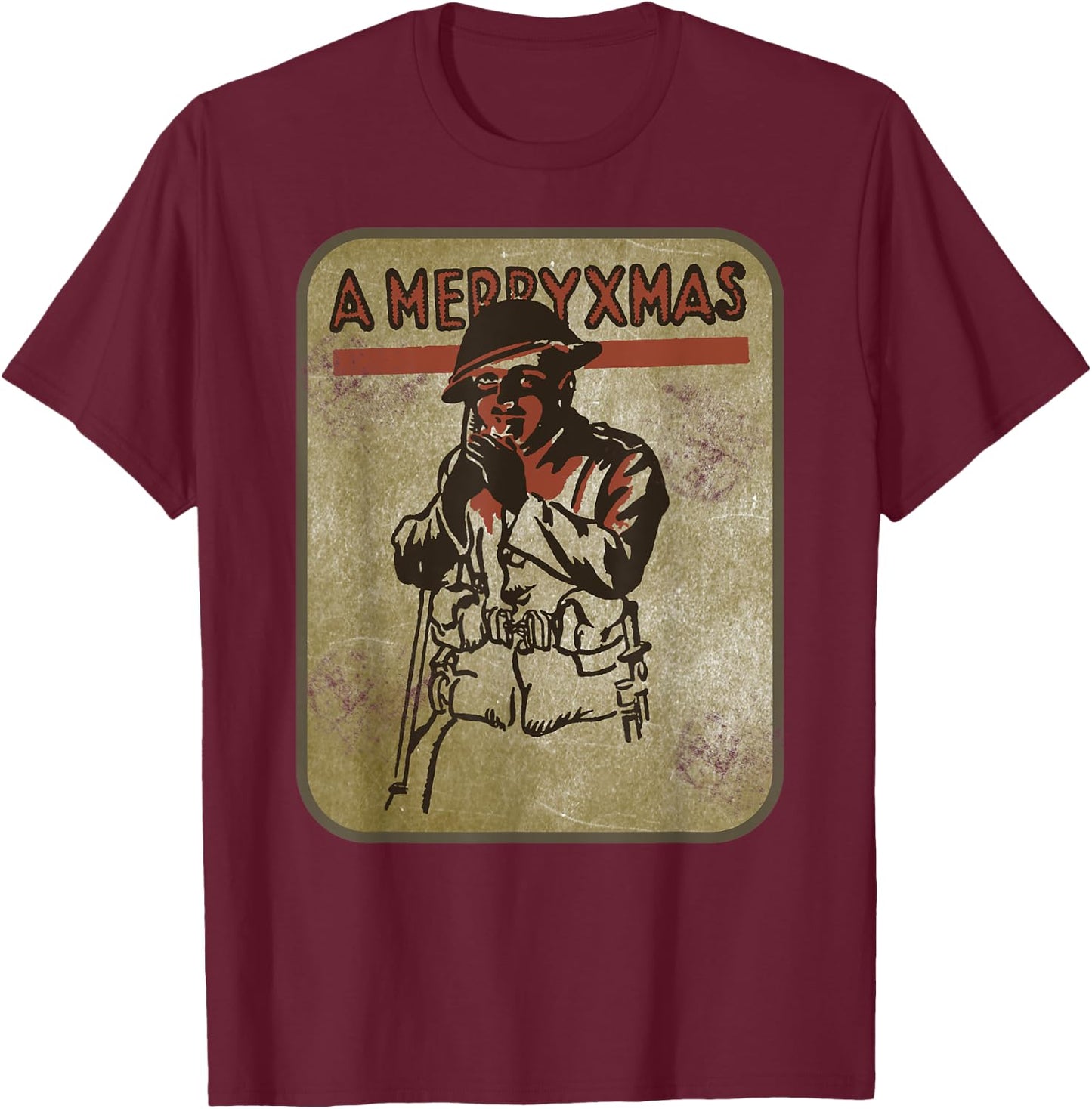 WW1 British Soldier First World War Christmas Xmas Gift T-Shirt - T-Shirt | Maroon