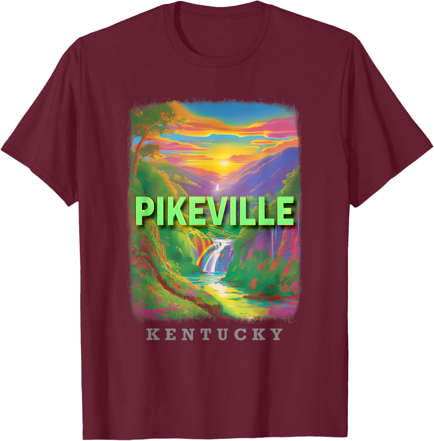 Pikeville Kentucky KY Natural Beauty SD936 T-Shirt - T-Shirt | Maroon