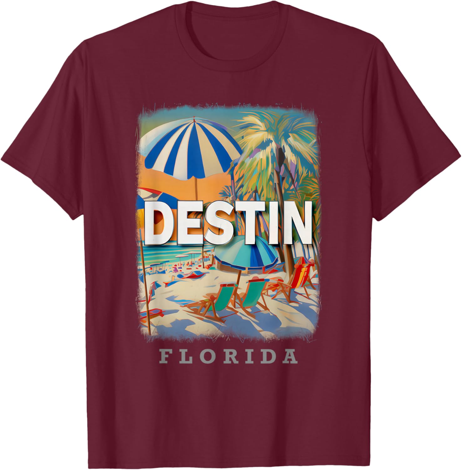 Destin Florida FL Beach Bliss SD821 T-Shirt - T-Shirt | Maroon