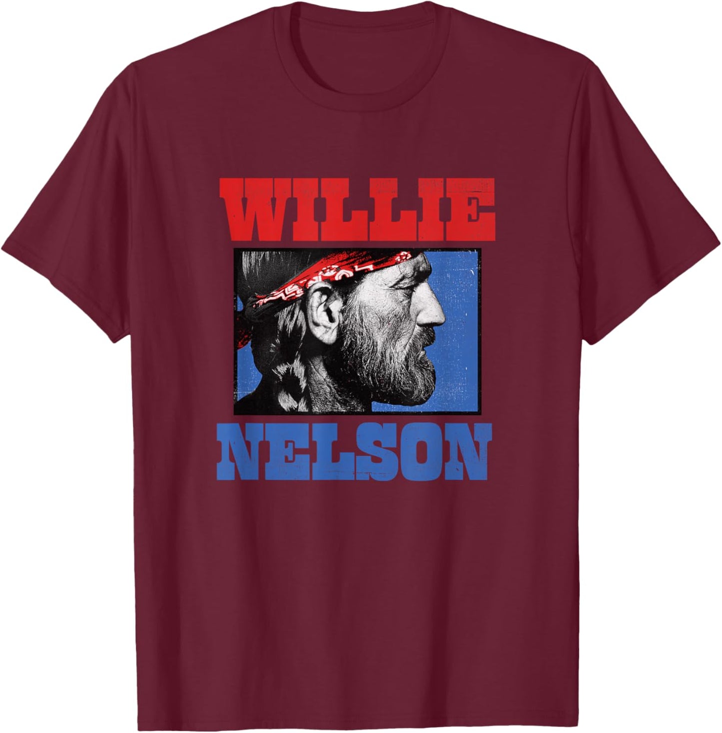 Official Willie Nelson Bandana T-Shirt - T-Shirt | Maroon