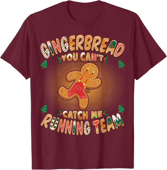 Gingerbread Running Team Funny Gingerbread Christmas T-Shirt - T-Shirt | Maroon