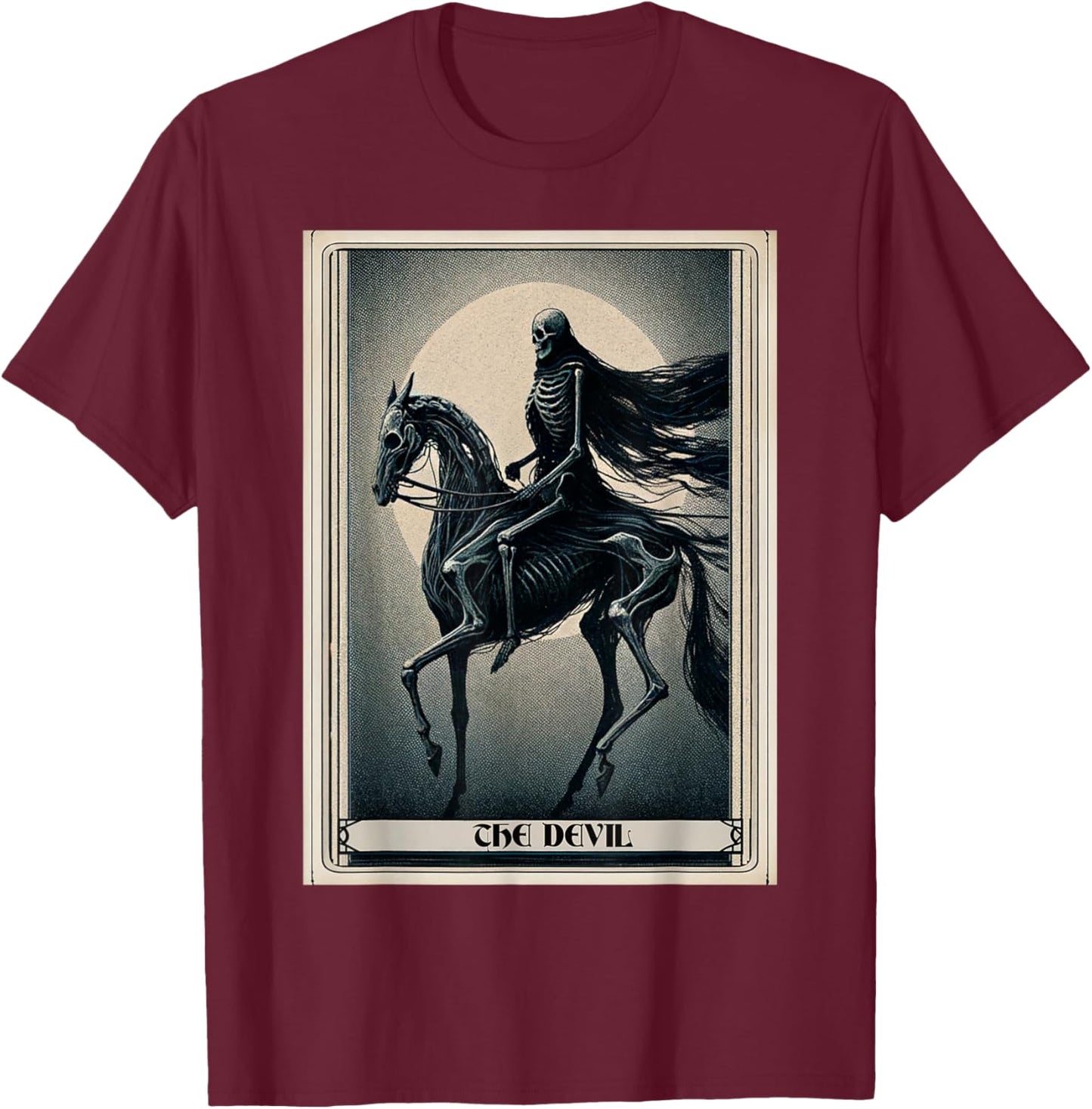 Tarot Card The Devil Death Horse T-Shirt - T-Shirt | Maroon