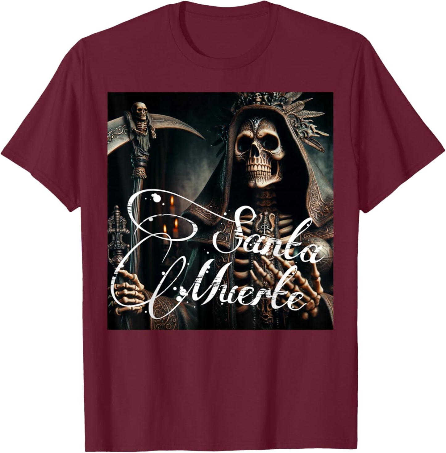 Scary Knight Clothing Santa Muerte T-Shirt - T-Shirt | Maroon