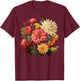Vintage Dahlia Flower Graphic T-Shirt - T-Shirt | Maroon