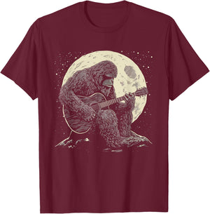Bigfoot Playing Guitar Player Funny Sasquatch Guitarist T-Shirt - T-Shirt | Maroon