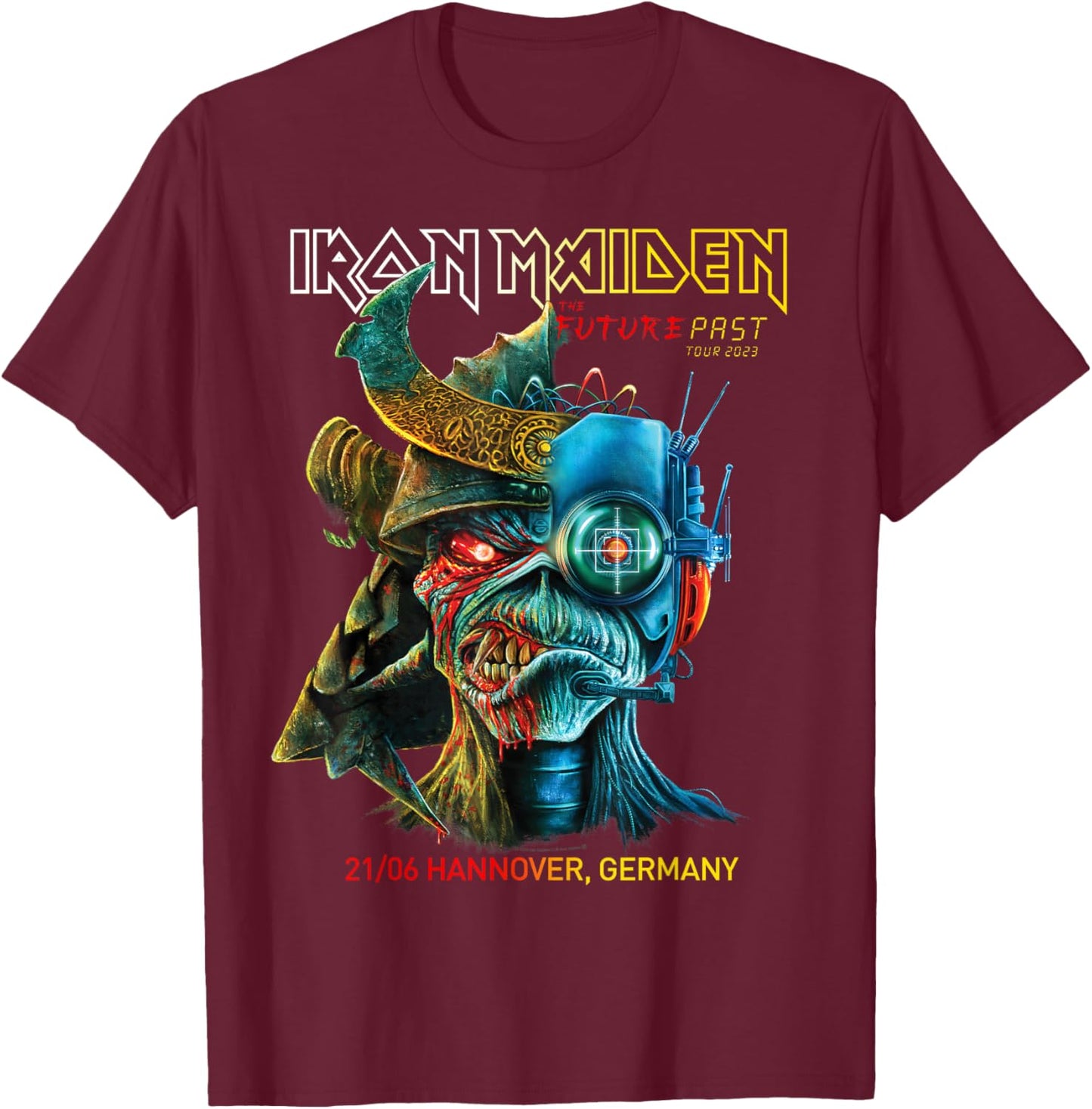 Iron Maiden Future Past Tour Hannover T-Shirt - T-Shirt | Maroon