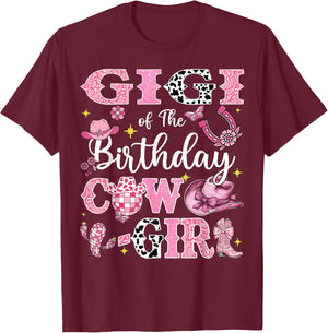 Gigi Of The Birthday Cow-Girl Rodeo Gigi Bday Party T-Shirt - T-Shirt | Maroon