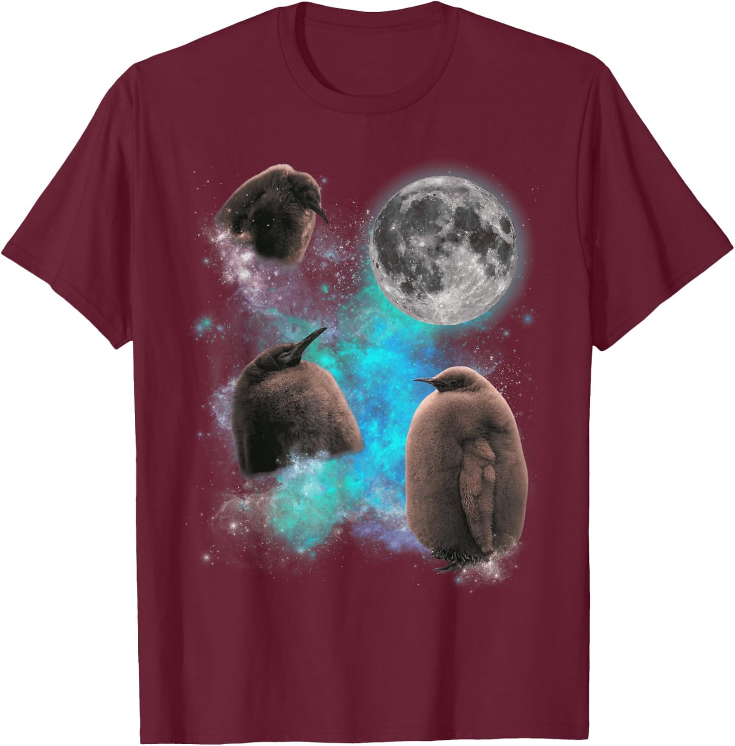 Three Pesto Penguin Moon Funny Pesto Penguin T-Shirt - T-Shirt | Maroon