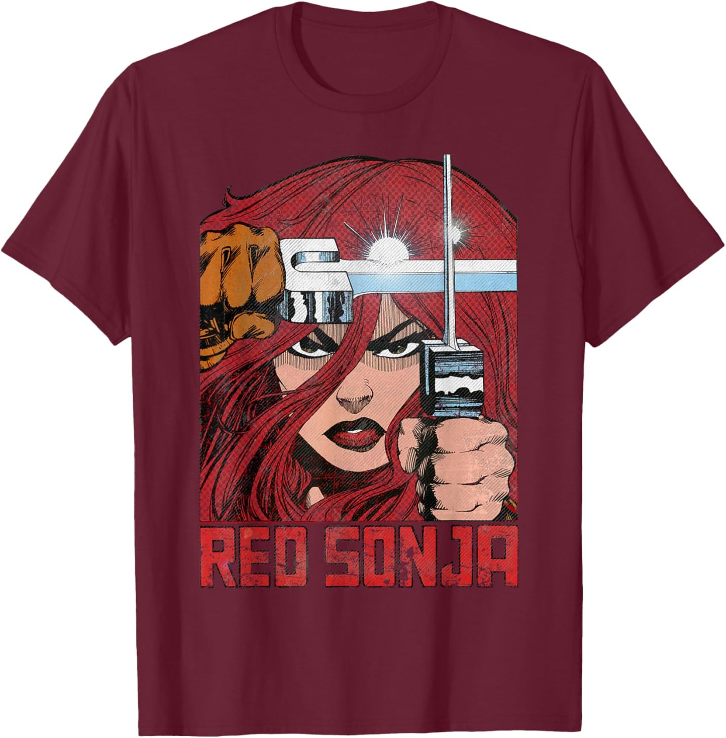Walter Simonson Comic Legends Redhead Warrior Art T-Shirt - T-Shirt | Maroon