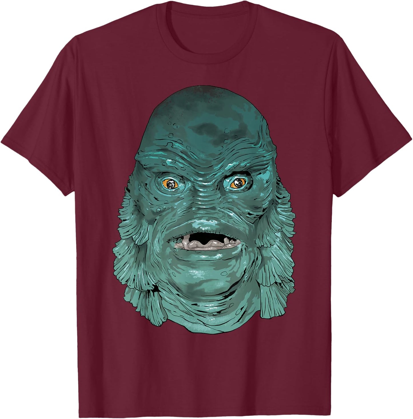 Universal Monsters Creature From The Black Lagoon Face T-Shirt - T-Shirt | Maroon
