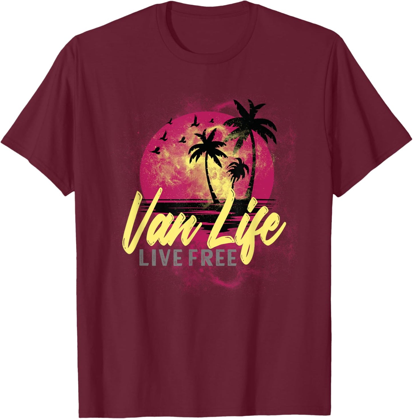 Retro Vintage Van Life is the Real Adventure T-Shirt - T-Shirt | Maroon