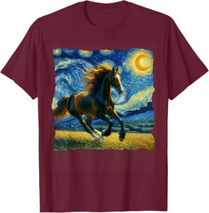 Trakehner Starry Night Trakehner Horse T-Shirt - T-Shirt | Maroon