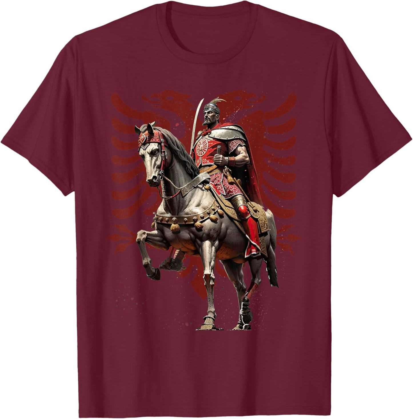 Skanderbeg Albania and Kosovo Flag for a Proud Albanian T-Shirt - T-Shirt | Maroon