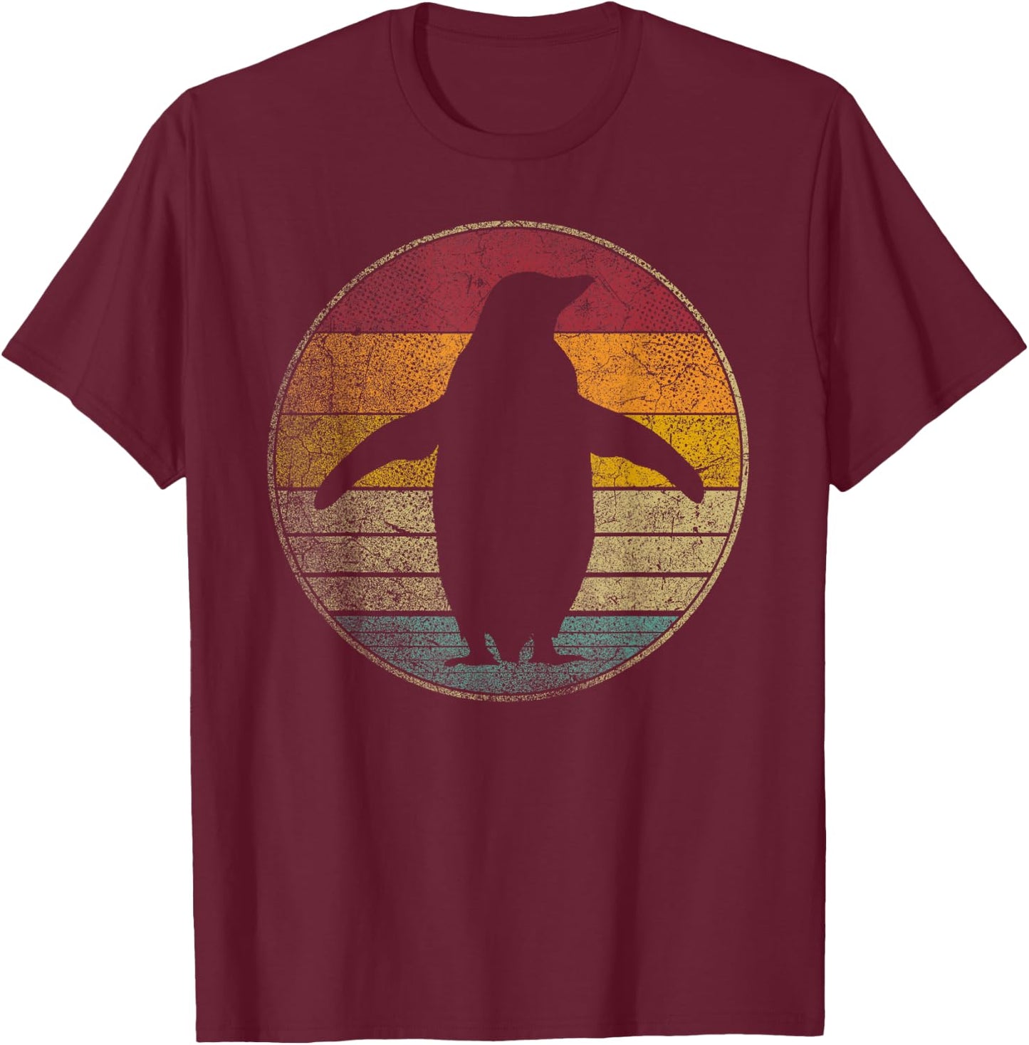 Penguin Bird Nature Ocean Sea Vintage Distressed Retro T-Shirt - T-Shirt | Maroon