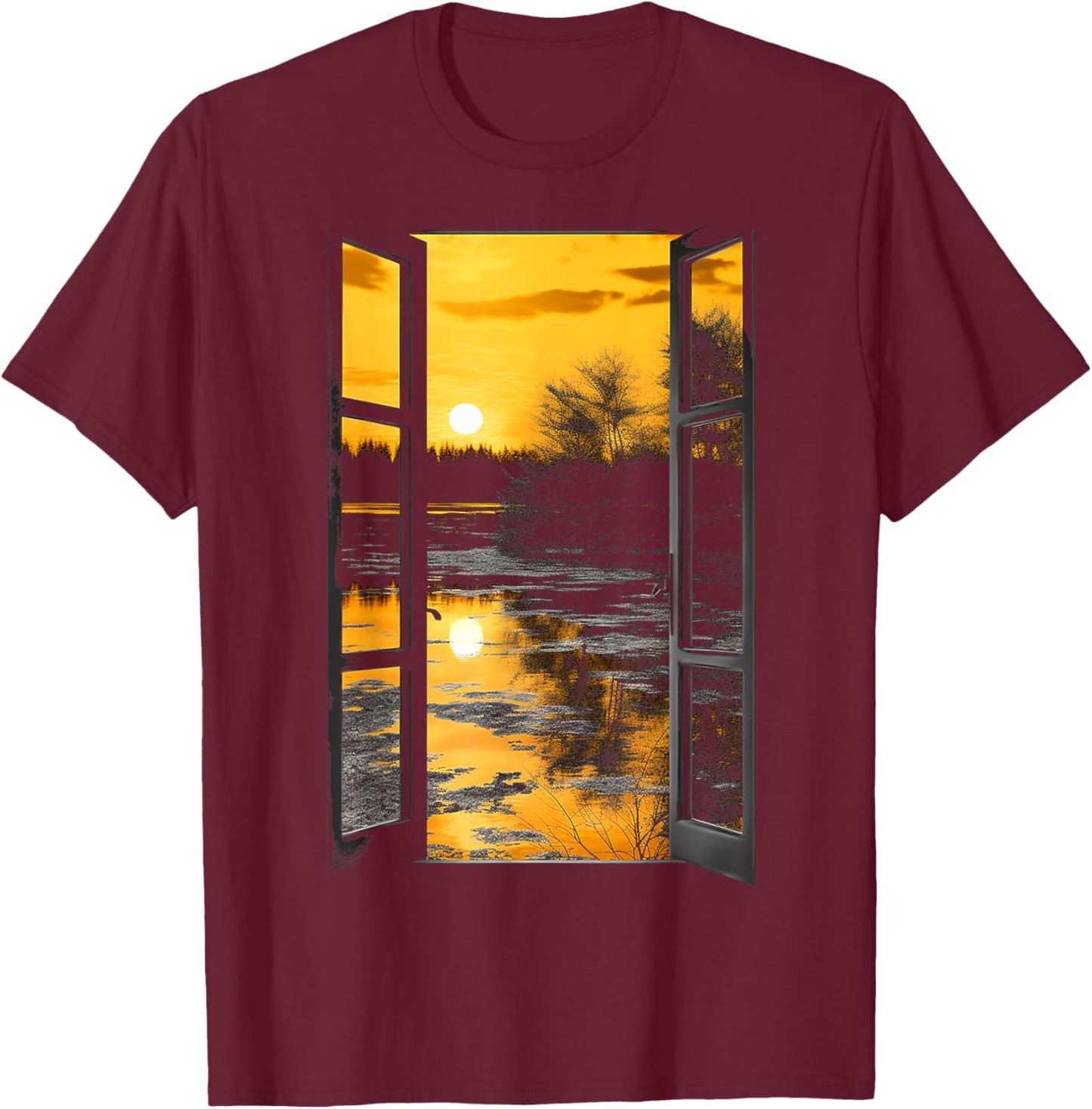 Nature Colorful Artwork Drawing Tree Art Graphic T-Shirt - T-Shirt | Maroon