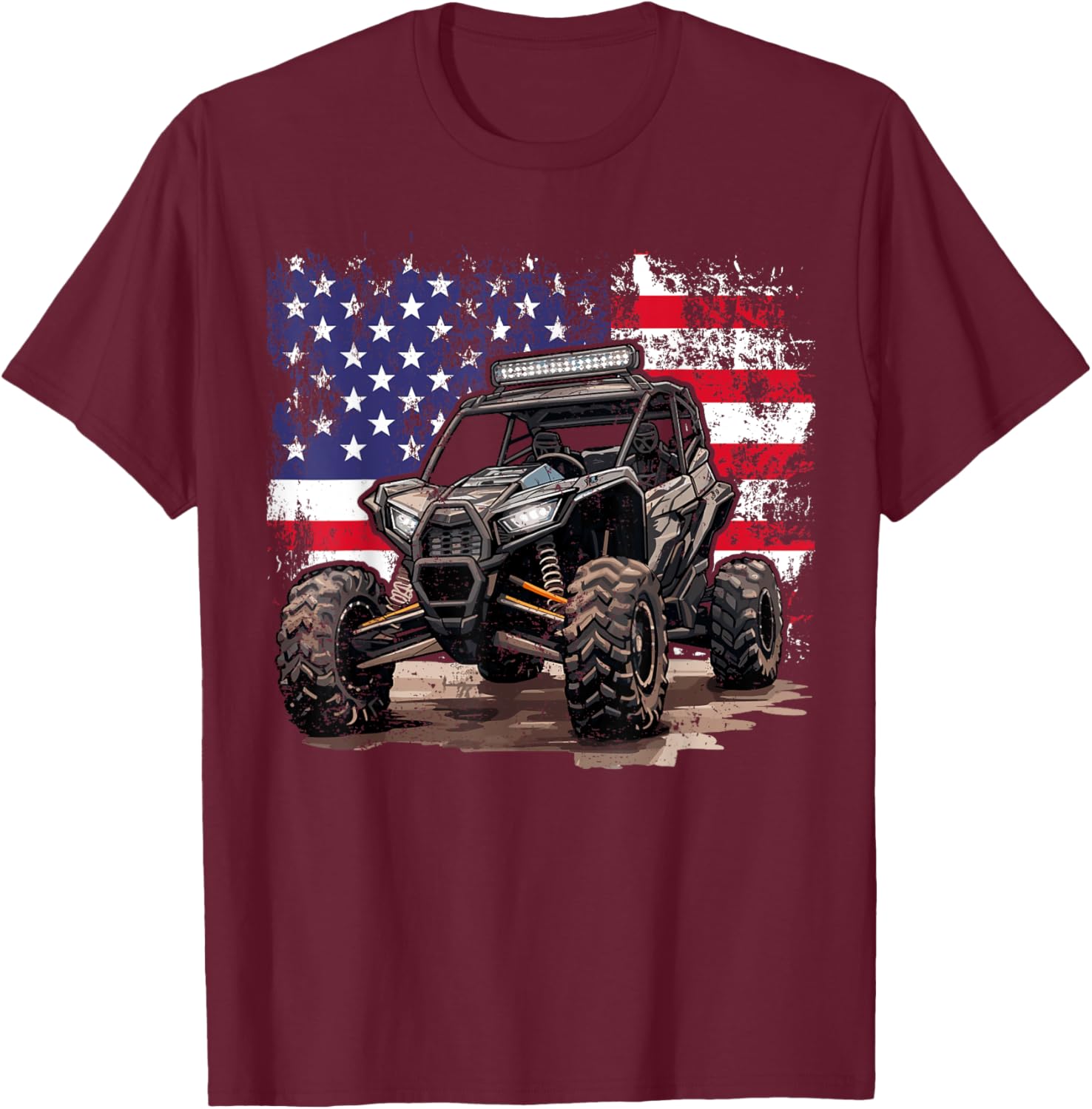 American UTV SXS 4 Wheeler Side By Side 4th Of July UTV Dad T-Shirt - T-Shirt | Maroon