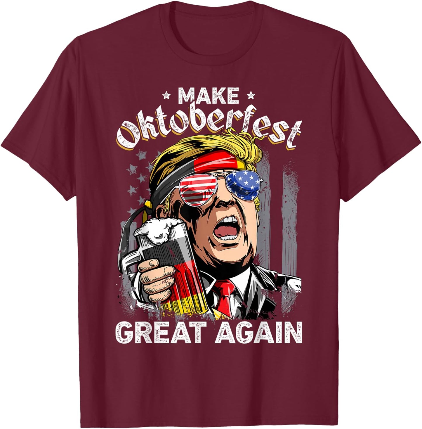 Make Oktoberfest Great Again Funny Trump Prost Beer Mug Men T-Shirt - T-Shirt | Maroon