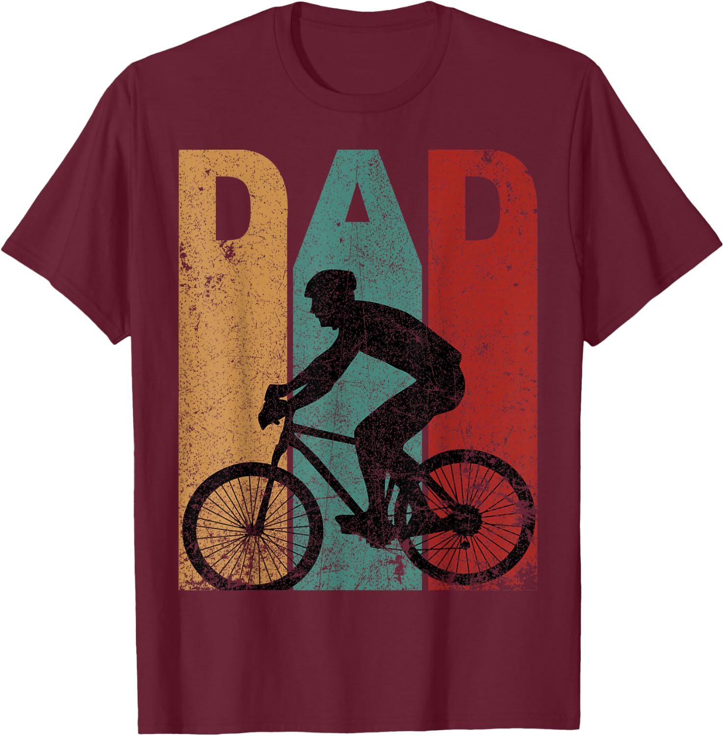 Vintage Bicycle Dad Cycling Cyclist Daddy Father's Day Gift T-Shirt - T-Shirt | Maroon
