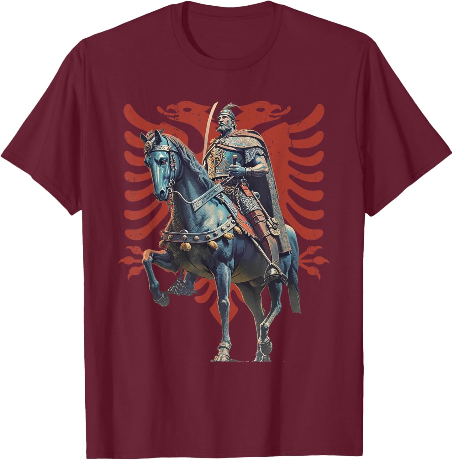 Skanderbeg Albania and Kosovo flag for a proud Albanian T-Shirt - T-Shirt | Maroon