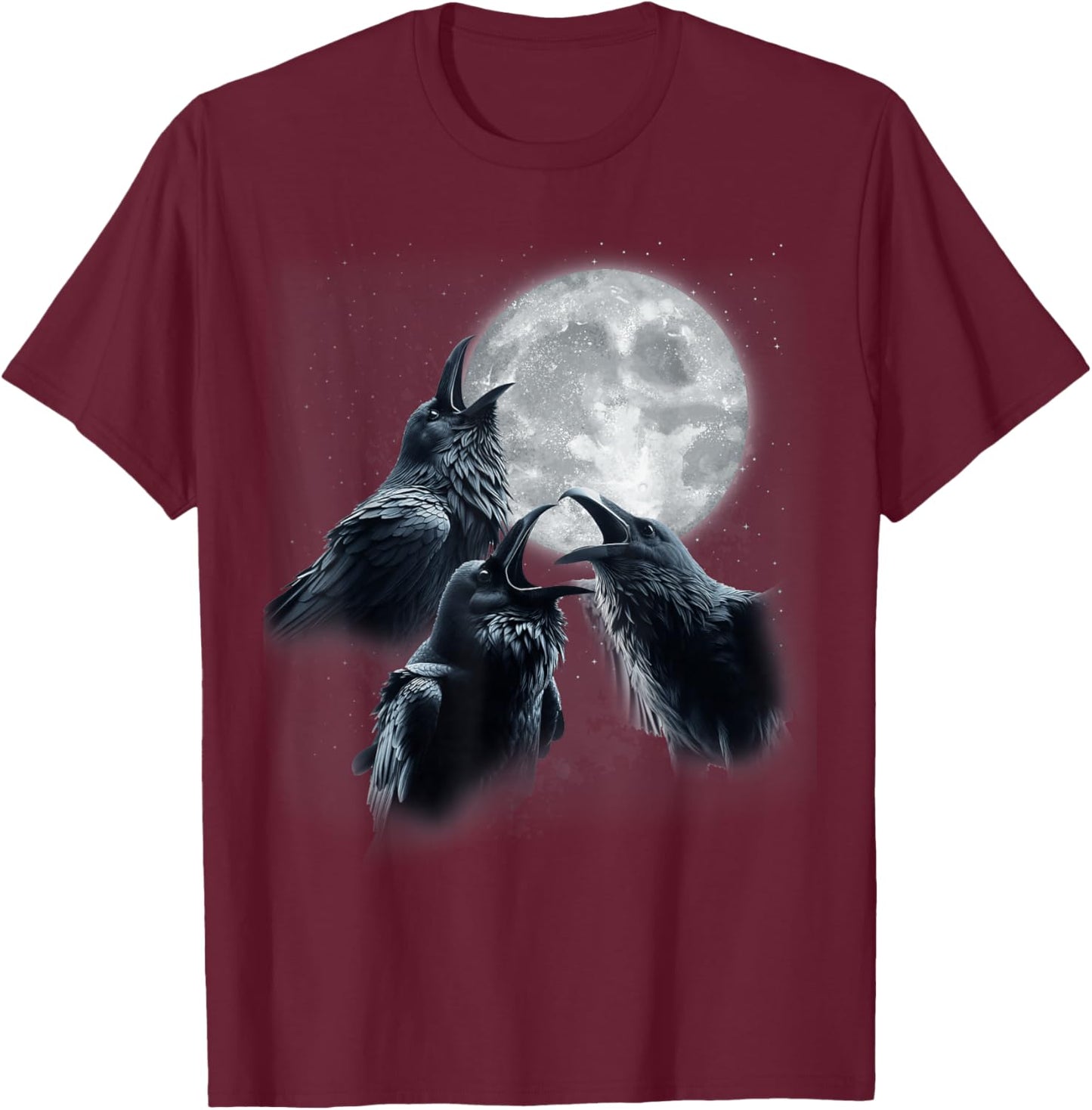 3 Black Raven Howling At The Moon Funny Crow Raven Bird Kids T-Shirt - T-Shirt | Maroon