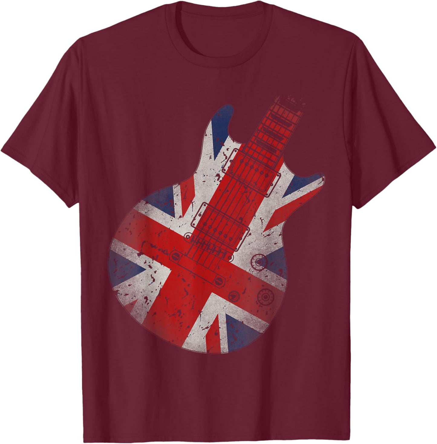 Guitar Union Jack T-Shirt - T-Shirt | Maroon